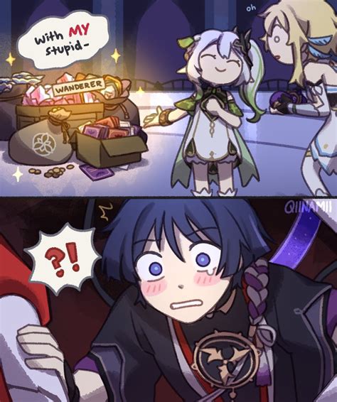 lumine, scaramouche, nahida, and scaramouche (genshin impact) drawn by ...