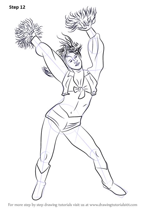 How to Draw a Cheerleader (Girls) Step by Step | DrawingTutorials101.com