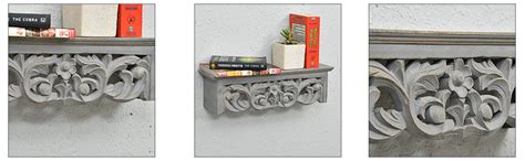 WOODENCLAVE Handcarved Solid Wood Floral Design Wall Mounted Floating ...