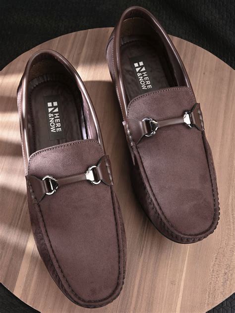 Buy HERE&NOW Men Brown Suede Horsebit Loafers - Casual Shoes for Men ...