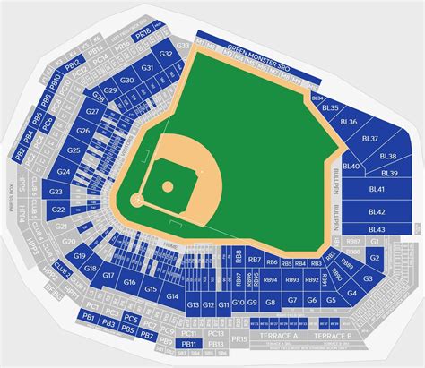 Fenway Park Seating Chart with Seat Number and Row