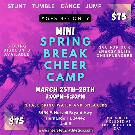 Mini Camp - Spring Break Cheer Ages 4-7, 3464 E Norvell Bryant HWY Unit ...
