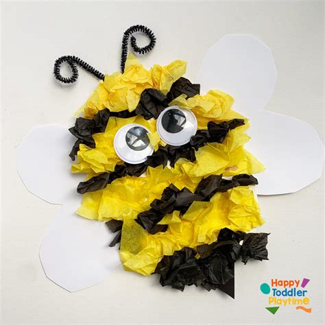 Scrunched Paper Bee Craft for Kids - Happy Toddler Playtime