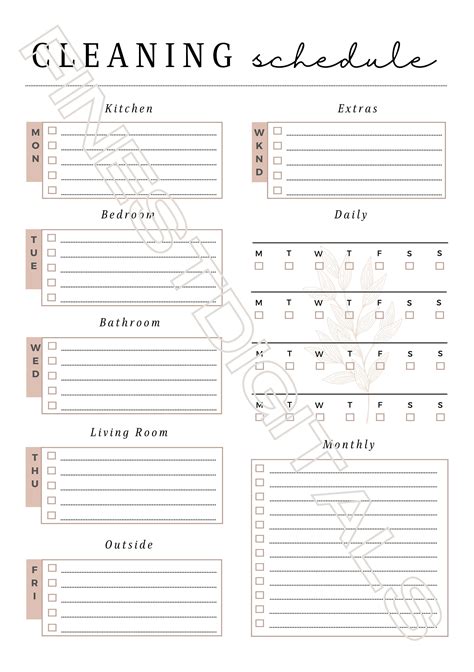 Editable Cleaning Schedule Printable Cleaning Checklist - Etsy