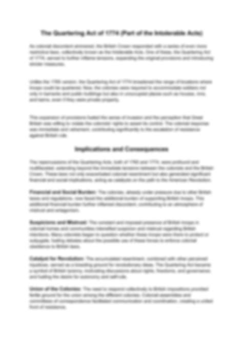 SOLUTION: Quartering acts - Studypool