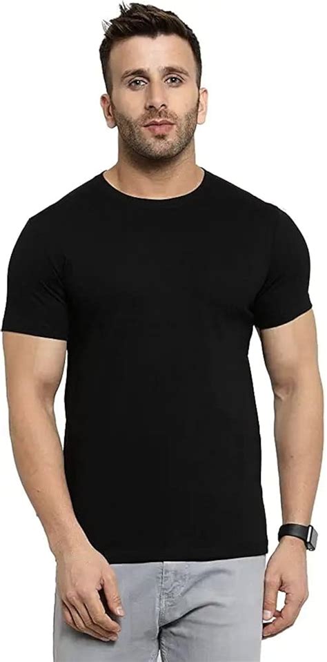 Buy Plain Tshirt - Cotton Lycra (Black) at Amazon.in