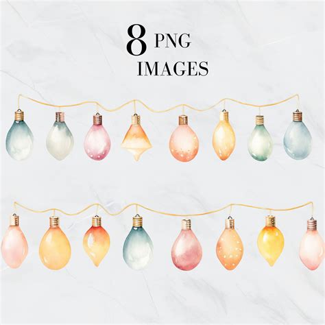 Watercolor Christmas Lights Clipart, Christmas Tree Lights Clipart ...