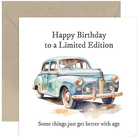 Old English Co. Vintage Car Happy Birthday Card for Men - Sports Car ...