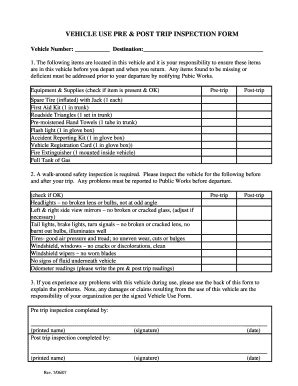 VEHICLE USE PRE & POST TRIP INSPECTION FORM - Fill and Sign Printable ...