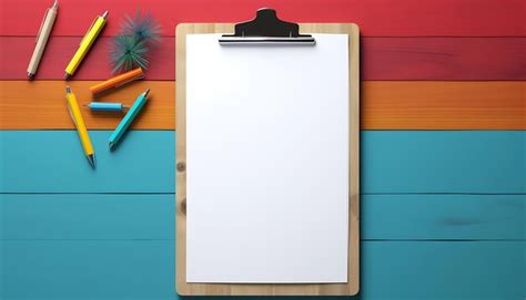 Empty clipboard mock up on wooden simple white clip board blank ...