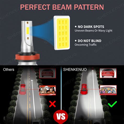 4X H9 H11 LED Headlights Kit Combo Bulbs 6500K High Low Beam Super ...