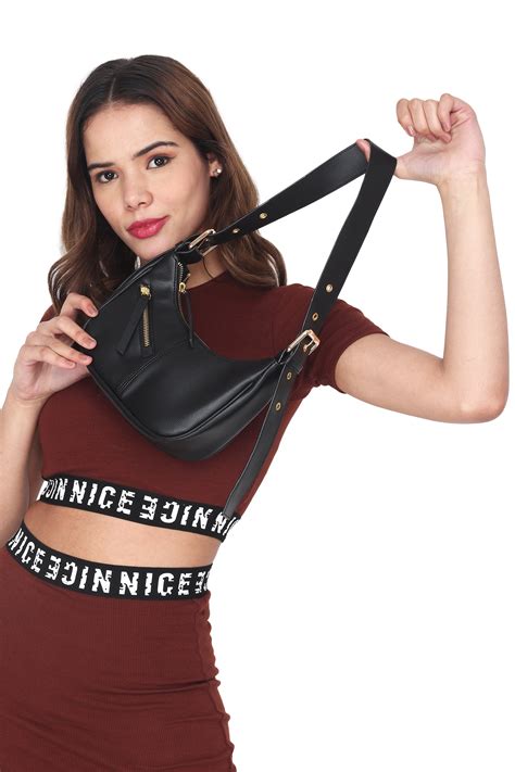 Black Shoulder Bag. Womens leather black shoulder bag – White Lily