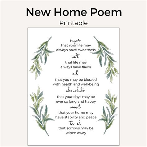 New Home Poem| New Home Blessing| Housewarming Printable| Sugar, Salt ...