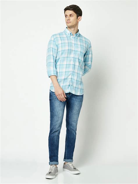 Sky Blue Tartan Checked Shirt – Crimsoune Club