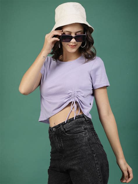 Women Ruched Cotton Jersey Crop Top – rigoindia