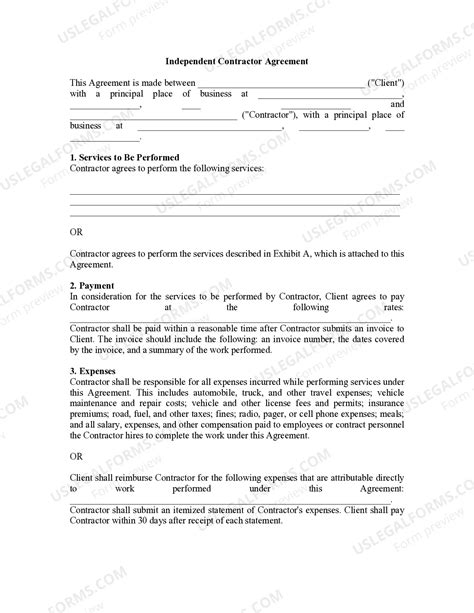 Mississippi Independent Contract Agreement | US Legal Forms