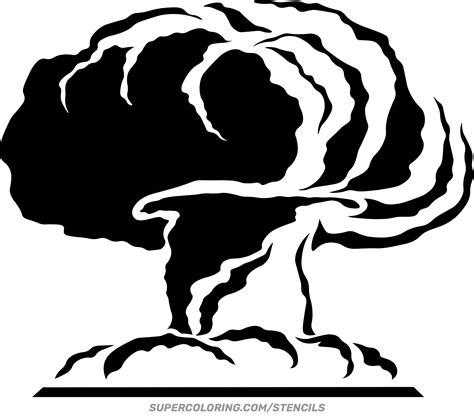 Stencil of Mushroom Cloud | Free Printable Papercraft Templates