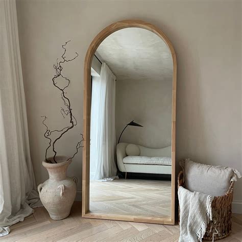 Natural Organic Full Length Wooden Arched Mirror 170cm x 80cm - Lilia