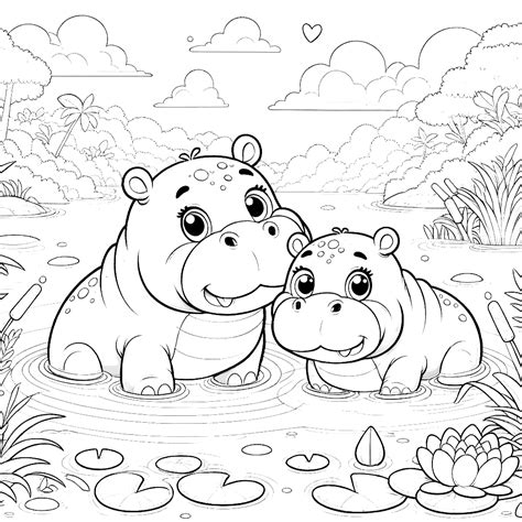 Hippopotamus Coloring Pages 15 - Coloring Pages Gem