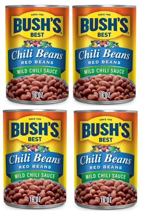 Bush's Best Chili Beans, Canned Red Beans with Mild Chili Sauce, 16 OZ ...