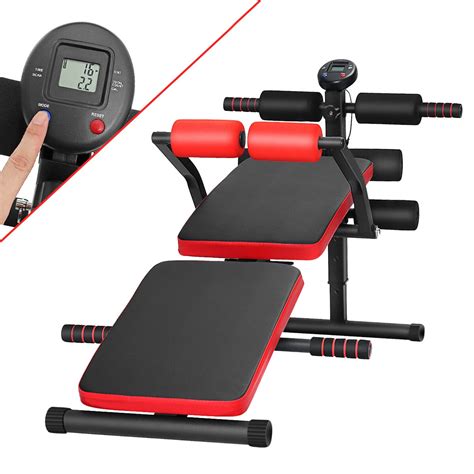 Adjustable folding sit up bench abdominal muscle exercise machine ...