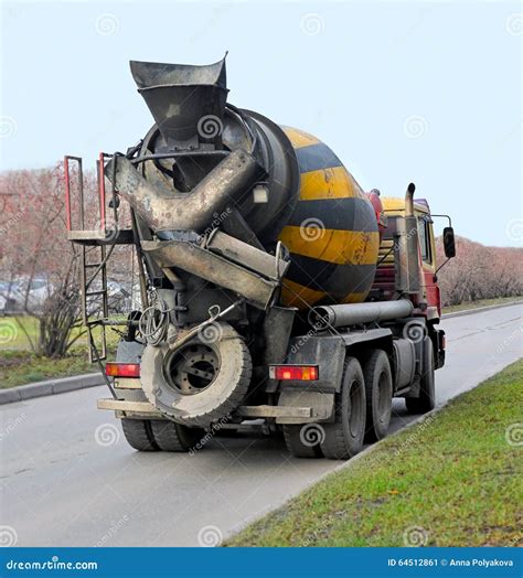 Concrete mixer truck stock image. Image of construction - 64512861