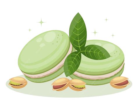 Premium Vector | French cookies pistachio macarons and pistachios with ...