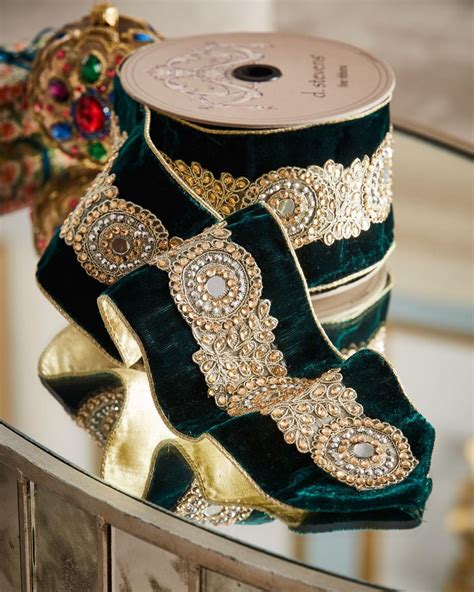 D. Stevens Jeweled Emerald Velvet Holiday Ribbon | Holiday ribbon ...