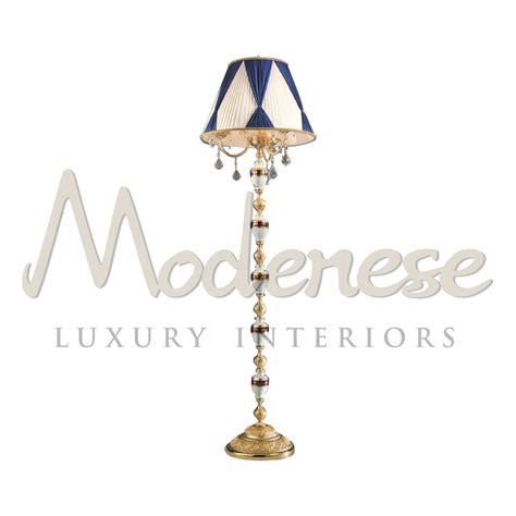 Elegant Floor Lamp with Striped Shades & Crystals - Modenese