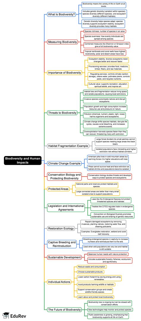 Biodiversity and Human Impacts Mind Map - Grade 9 High School Biology