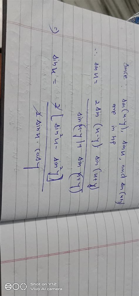 If sin (x y), sin x and sin (x + y) are in h.P., then - Brainly.in