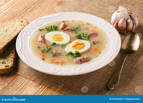 Traditional Polish White Borscht - Zurek, Sour Soup with White Sausages ...