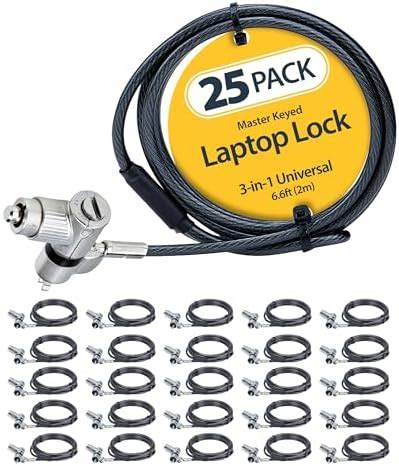 StarTech.com 25-Pack Universal Laptop Lock 6.6ft (2m), Master Keyed ...