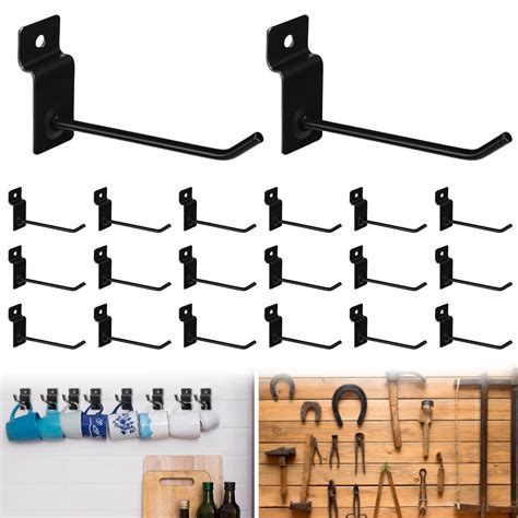 Snapklik.com : Yaocom 20 Pcs 2/4/6 Inch Black Slatwall Hooks Heavy Duty ...