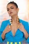 Buy Blue Satin Embellished Strap Lapel Collar Jumpsuit For Women by ...