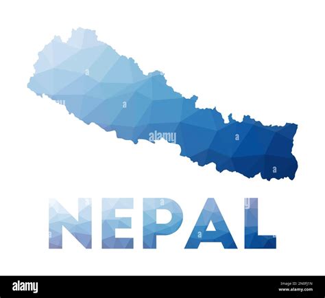 Low poly map of Nepal. Geometric illustration of the country. Nepal polygonal map. Technology ...