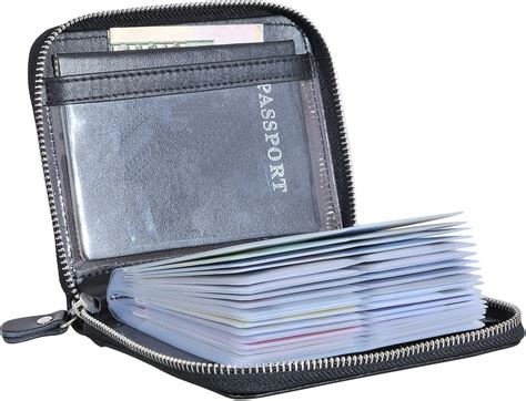 Amazon.com: Large Credit Card Holder Wallet Genuine Leather Passport ...