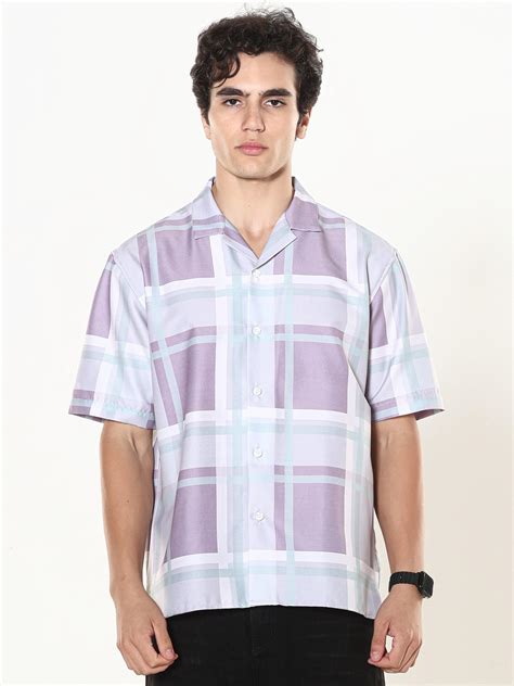 Kerenza - Checkered Lycra Shirt -Purple – Espanshe