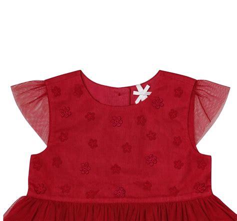 H by Hamleys Girls Sleeveless Partywear Dress 3D Flower Detail-Red
