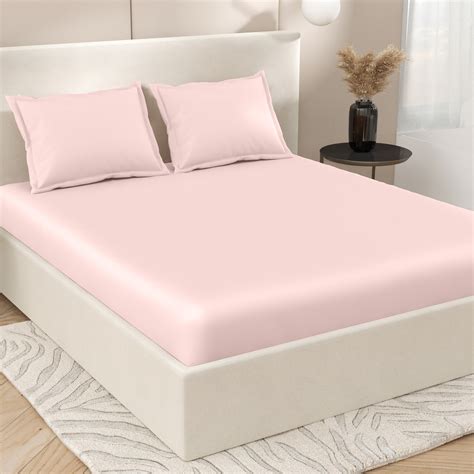Home Ecstasy 100% Bamboo 300 TC Plain Bedsheet Set - Colour: Rose