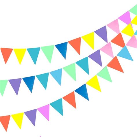 TOYXE 40593 Pastel Paper Bunting Flags Pennant Triangle Banner for ...