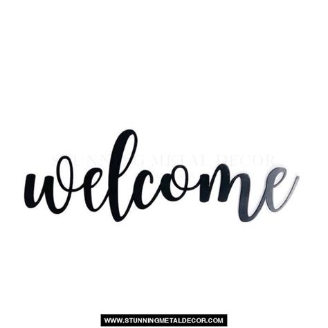Welcome Cursive Metal Wall Art | Etsy