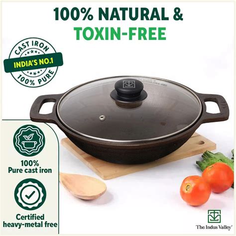 Super Smooth Cast Iron Wok Kadai | Pre-Seasoned | The Indus Valley