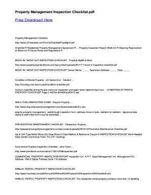 Fillable Online Property Management Inspection Checklist Fax Email ...
