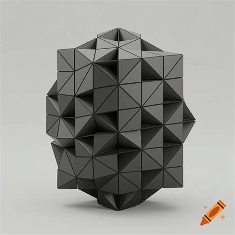A detailed dark gray abstract geometric sculpture made of many ...