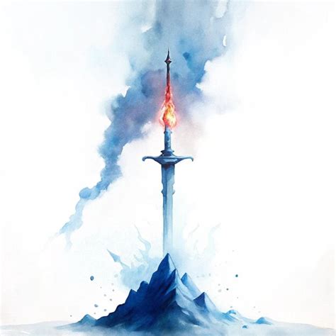 A drawing of a sword with a large sword in it | Premium AI-generated image