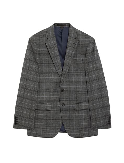 Buy Regular Fit Check Jacket at Marks & Spencer
