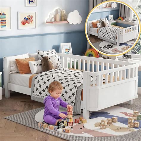 Mirightone Twin Size Montessori Bed with Guardrails, Wood Kids India | Ubuy