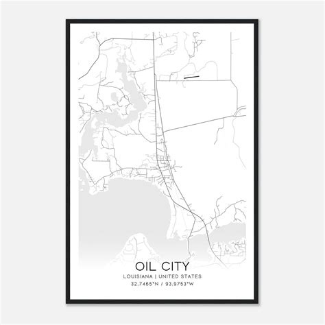Oil City Louisiana Map Poster, Modern Home Decor Wall Art Print ...