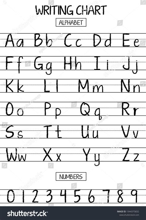 Writing Chart Posters Alphabet Numbers Chart Stock Illustration ...